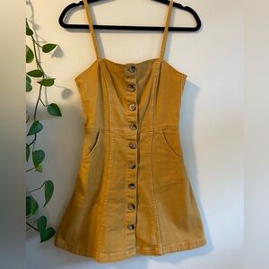 H&M Divided Mustard Yellow Button-Front Dress